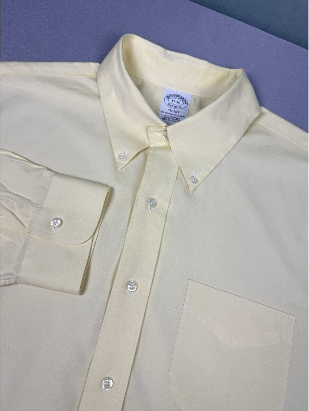Brooks Brothers Regent Original Polo Men’s Shirt 17-35 Supima Cotton Yellow